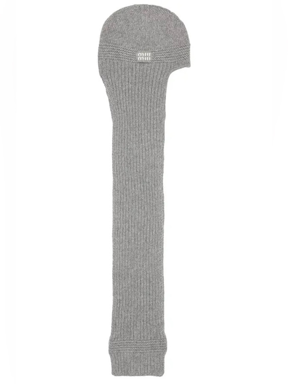 Miu Miu Grey Ribbed Knit Balaclava Scarf